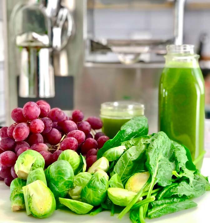 Brussel sprouts and grapes