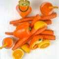 Carrots, peppers, and orange juice