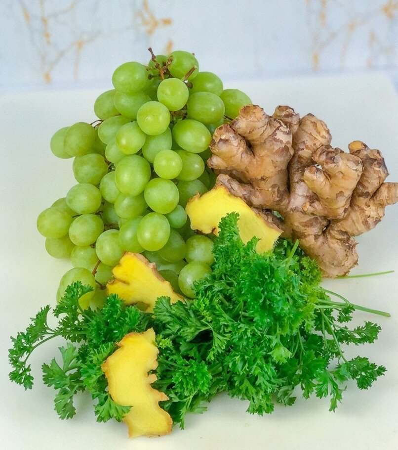 grapes, ginger, and parsley