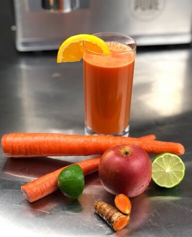 juice made from veggies on table