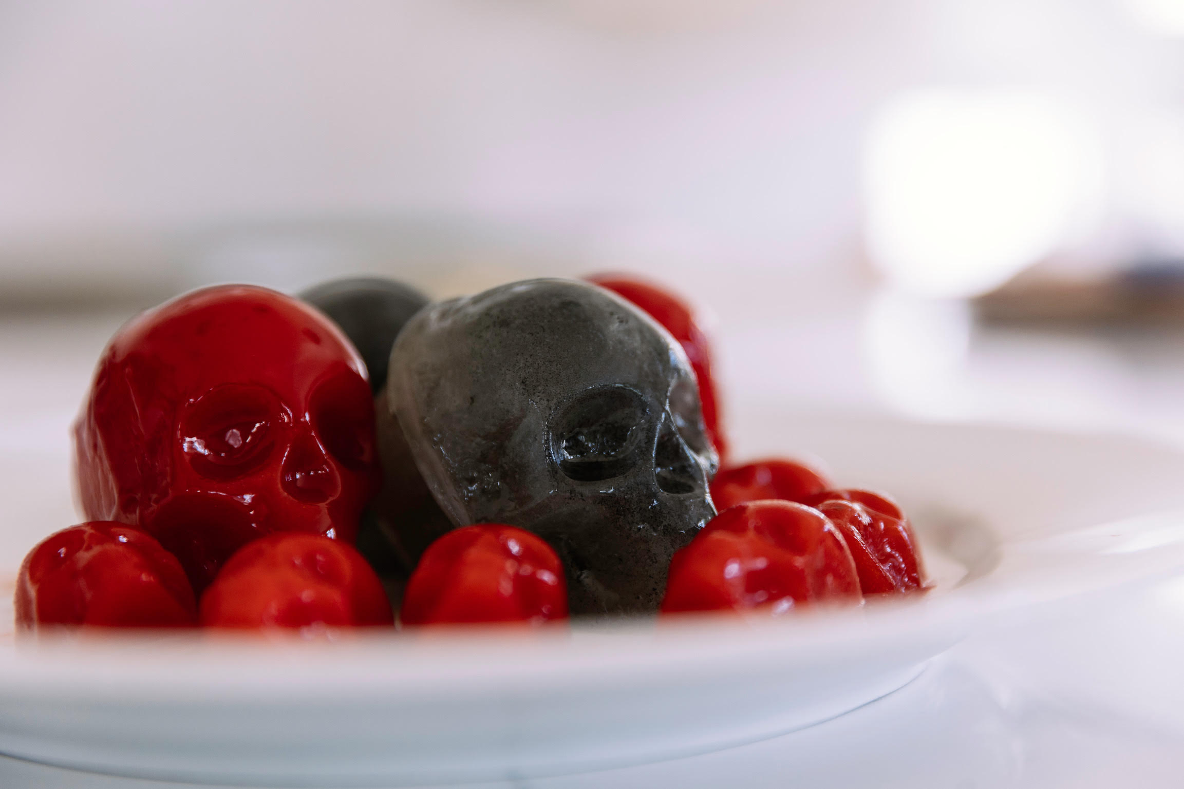 Skull candies on plate